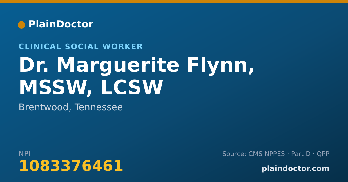 Shareable card for Marguerite Flynn, MSSW, LCSW - Clinical Social Worker, Brentwood, TN