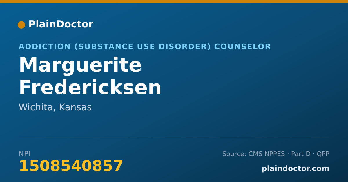 Shareable card for Marguerite Fredericksen - Addiction (Substance Use Disorder) Counselor, Wichita, KS