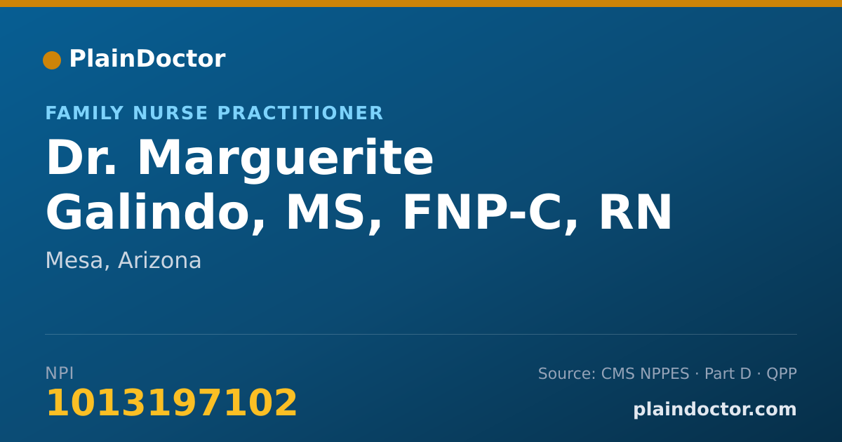 Shareable card for Marguerite Galindo, MS, FNP-C, RN - Family Nurse Practitioner, Mesa, AZ