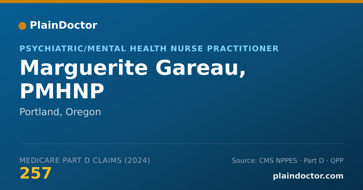 Shareable card for Marguerite Gareau, PMHNP - Psychiatric/Mental Health Nurse Practitioner, Portland, OR