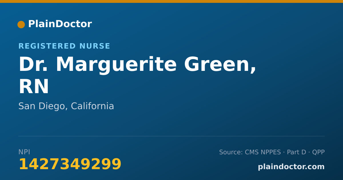 Shareable card for Marguerite Green, RN - Registered Nurse, San Diego, CA