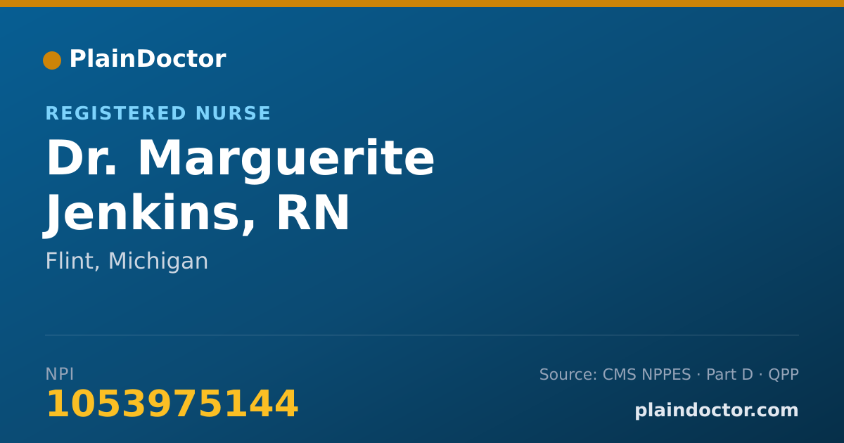 Shareable card for Marguerite Jenkins, RN - Registered Nurse, Flint, MI