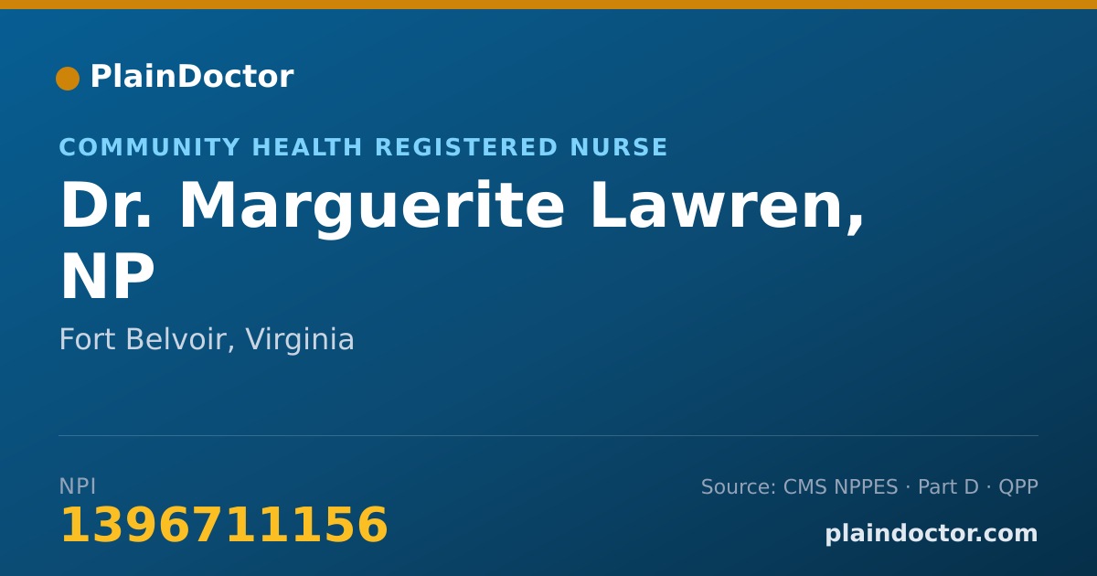 Shareable card for Marguerite Lawren, NP - Community Health Registered Nurse, Fort Belvoir, VA
