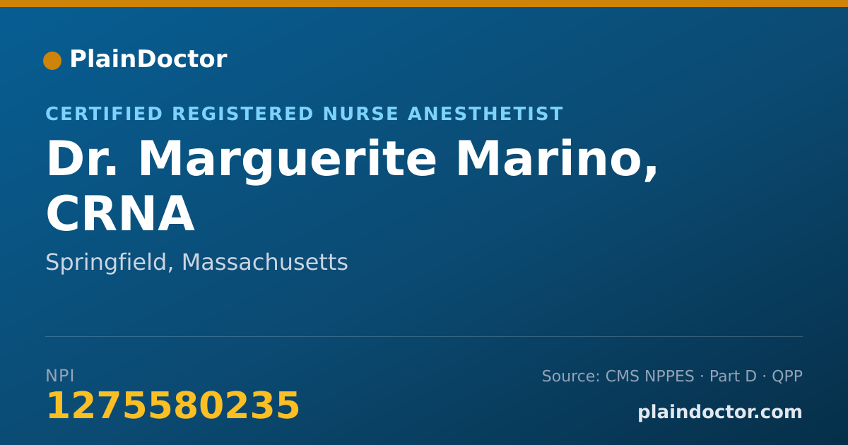 Shareable card for Marguerite Marino, CRNA - Certified Registered Nurse Anesthetist, Springfield, MA