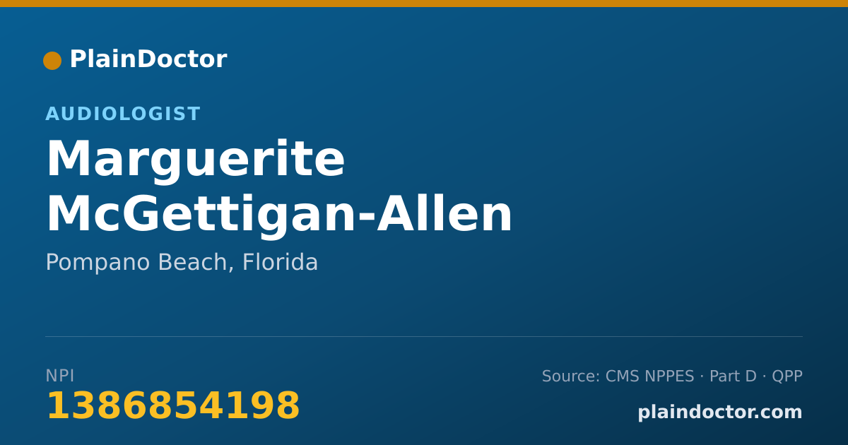 Shareable card for Marguerite McGettigan-Allen - Audiologist, Pompano Beach, FL