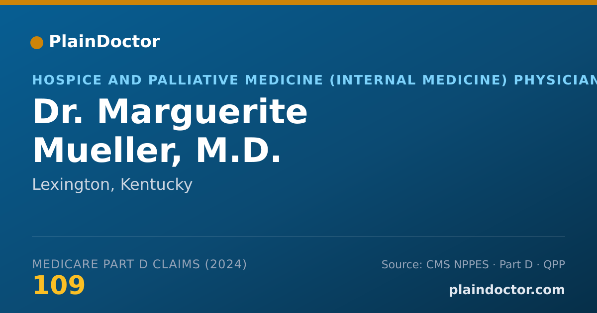 Shareable card for Marguerite Mueller, M.D. - Hospice and Palliative Medicine (Internal Medicine) Physician, Lexington, KY