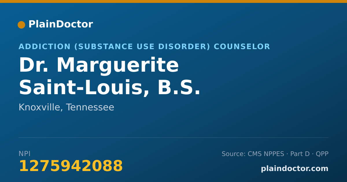Shareable card for Marguerite Saint-Louis, B.S. - Addiction (Substance Use Disorder) Counselor, Knoxville, TN