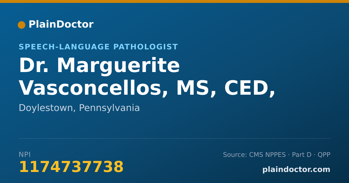 Shareable card for Marguerite Vasconcellos, MS, CED, CERT AVT - Speech-Language Pathologist, Doylestown, PA
