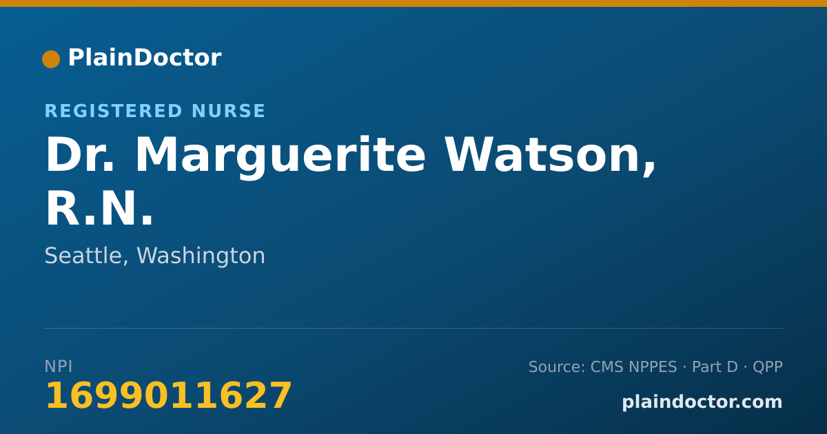 Shareable card for Marguerite Watson, R.N. - Registered Nurse, Seattle, WA