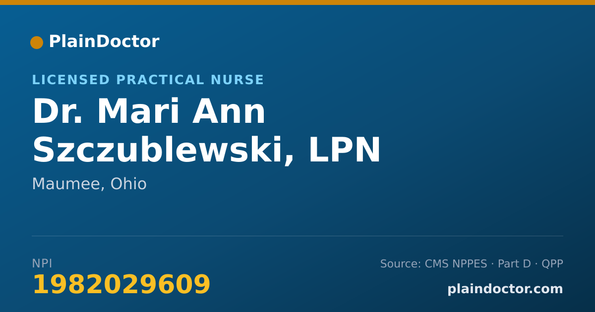 Shareable card for Mari Ann Szczublewski, LPN - Licensed Practical Nurse, Maumee, OH