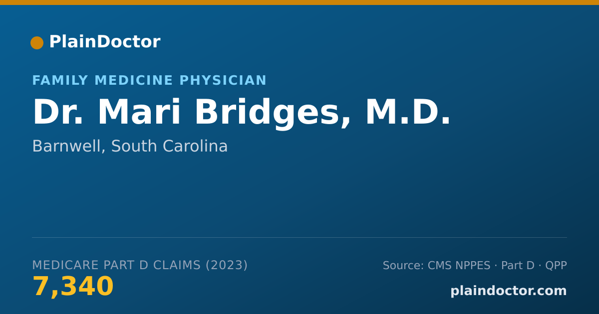 Shareable card for Mari Bridges, M.D. - Family Medicine Physician, Barnwell, SC
