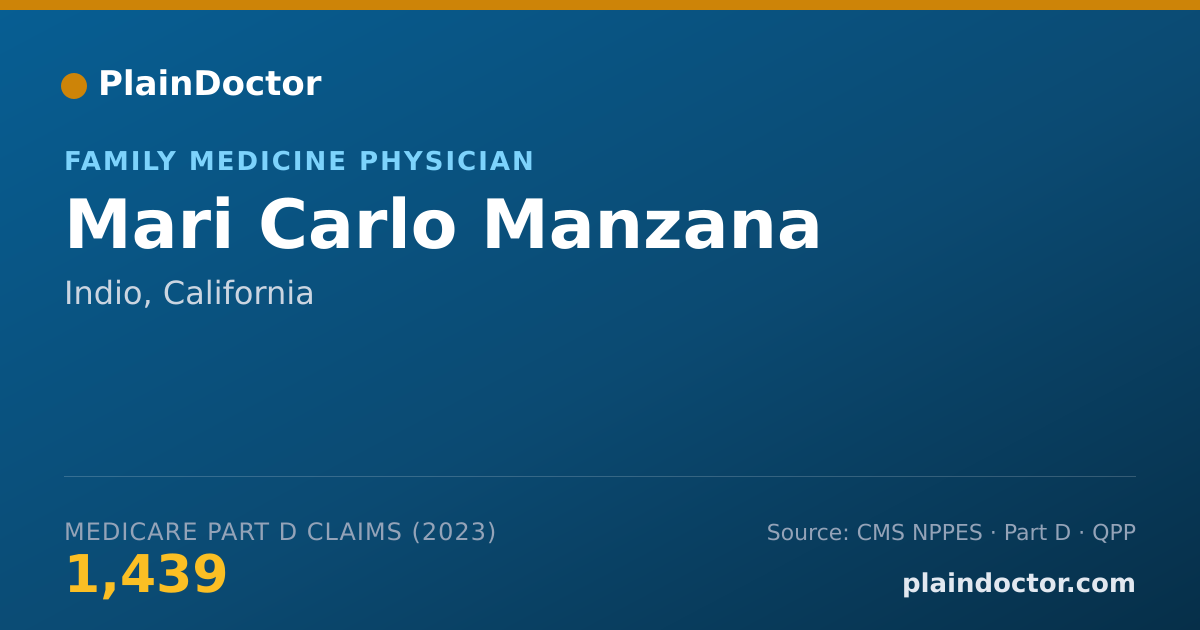 Shareable card for Mari Carlo Manzana - Family Medicine Physician, Indio, CA