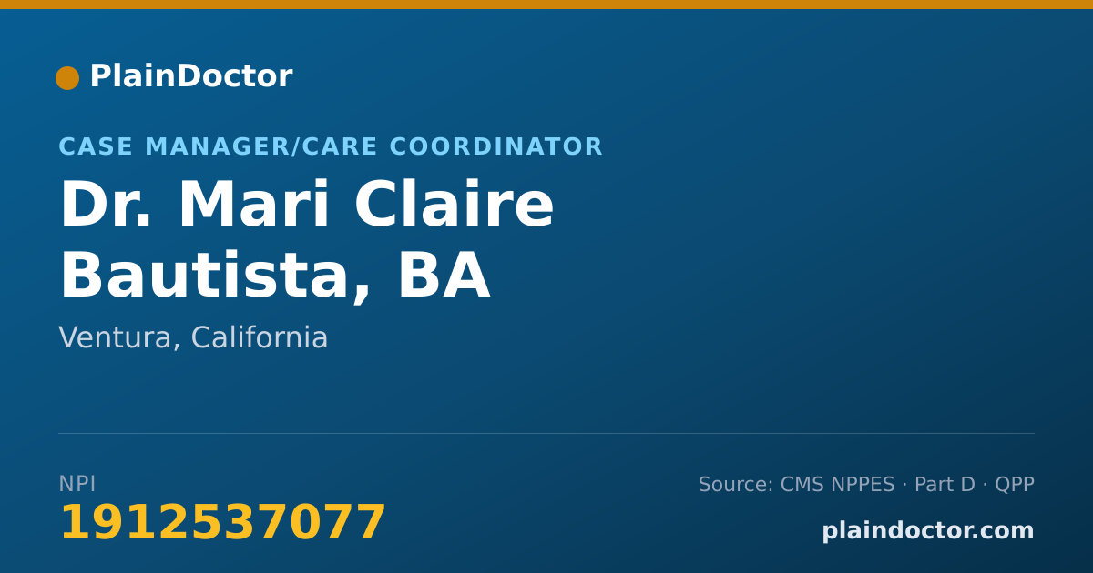 Shareable card for Mari Claire Bautista, BA - Case Manager/Care Coordinator, Ventura, CA