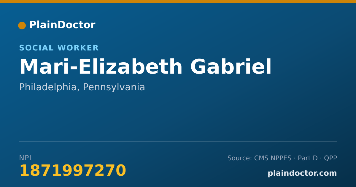 Shareable card for Mari-Elizabeth Gabriel - Social Worker, Philadelphia, PA