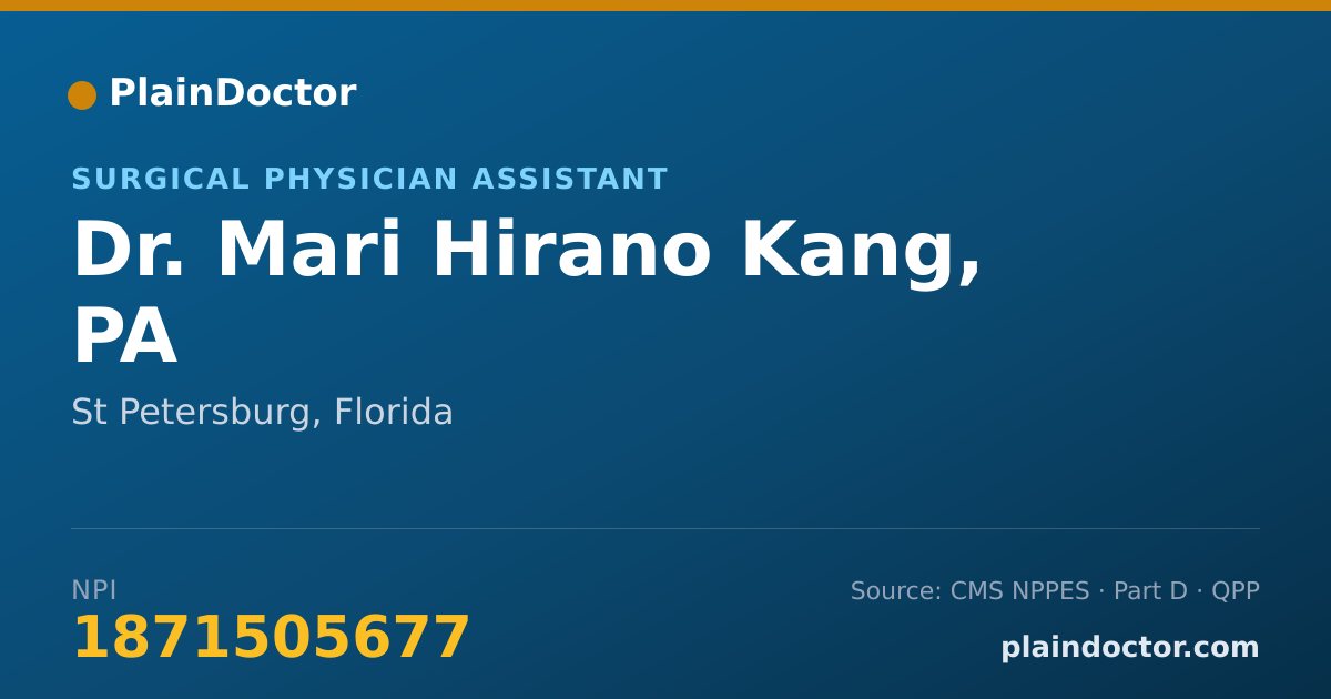 Shareable card for Mari Hirano Kang, PA - Surgical Physician Assistant, St Petersburg, FL