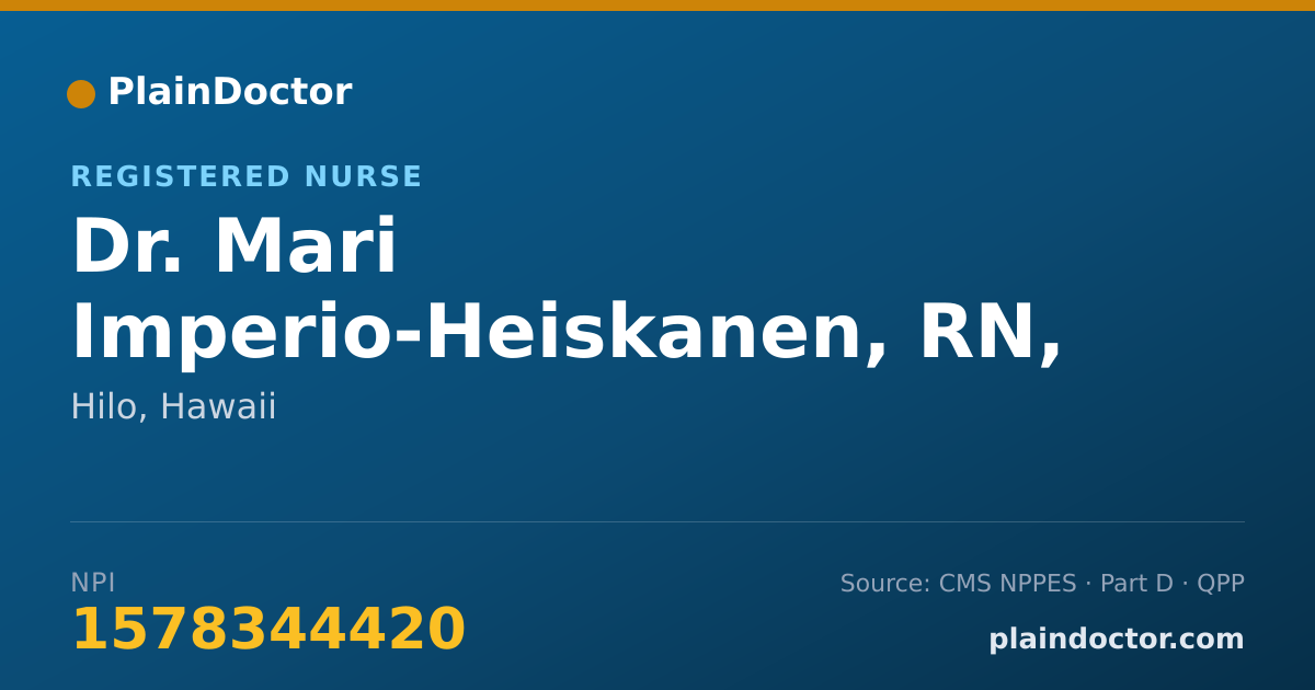 Shareable card for Mari Imperio-Heiskanen, RN, MSN - Registered Nurse, Hilo, HI