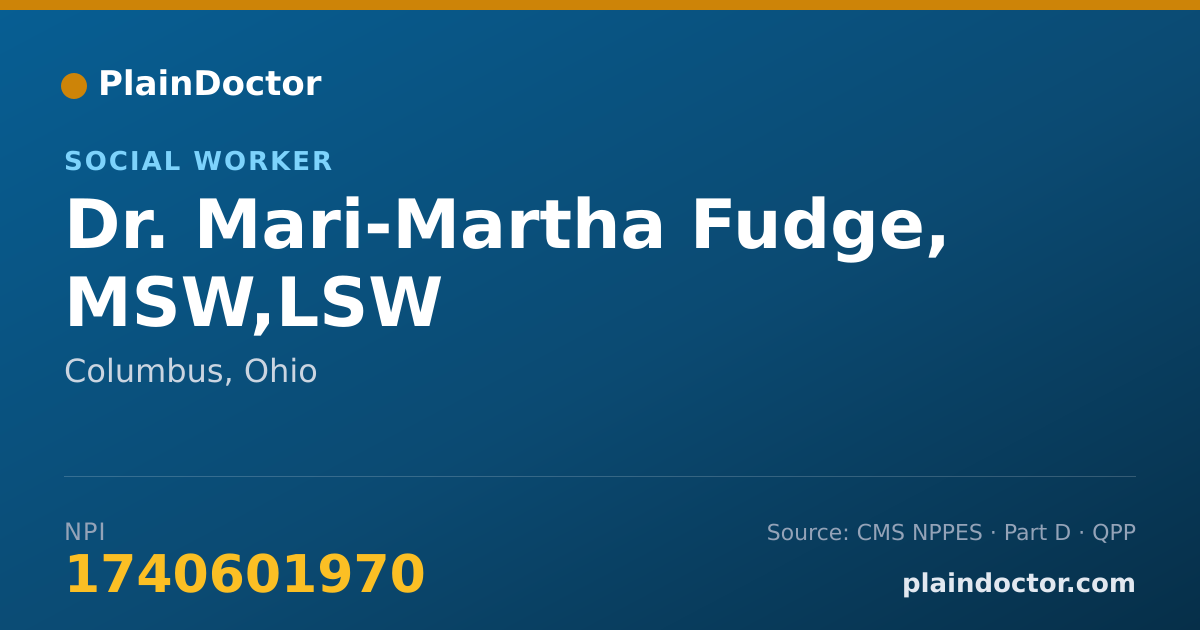Shareable card for Mari-Martha Fudge, MSW,LSW - Social Worker, Columbus, OH