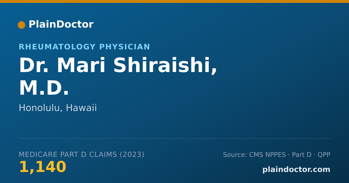 Shareable card for Mari Shiraishi, M.D. - Rheumatology Physician, Honolulu, HI