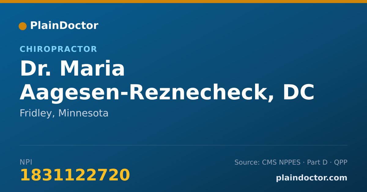 Shareable card for Maria Aagesen-Reznecheck, DC - Chiropractor, Fridley, MN
