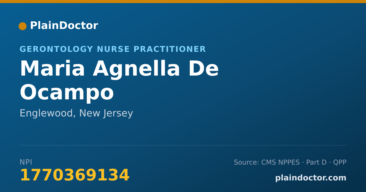 Shareable card for Maria Agnella De Ocampo - Gerontology Nurse Practitioner, Englewood, NJ