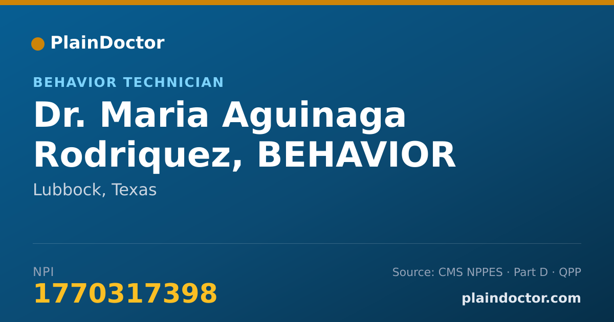 Shareable card for Maria Aguinaga Rodriquez, BEHAVIOR ASSISTANT - Behavior Technician, Lubbock, TX