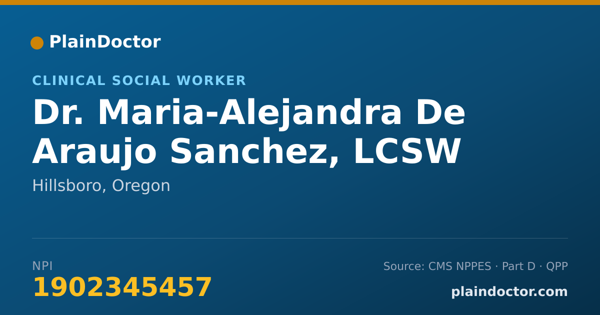 Shareable card for Maria-Alejandra De Araujo Sanchez, LCSW - Clinical Social Worker, Hillsboro, OR