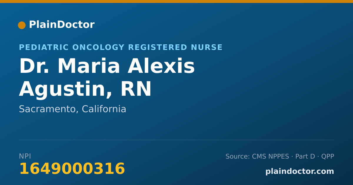 Shareable card for Maria Alexis Agustin, RN - Pediatric Oncology Registered Nurse, Sacramento, CA