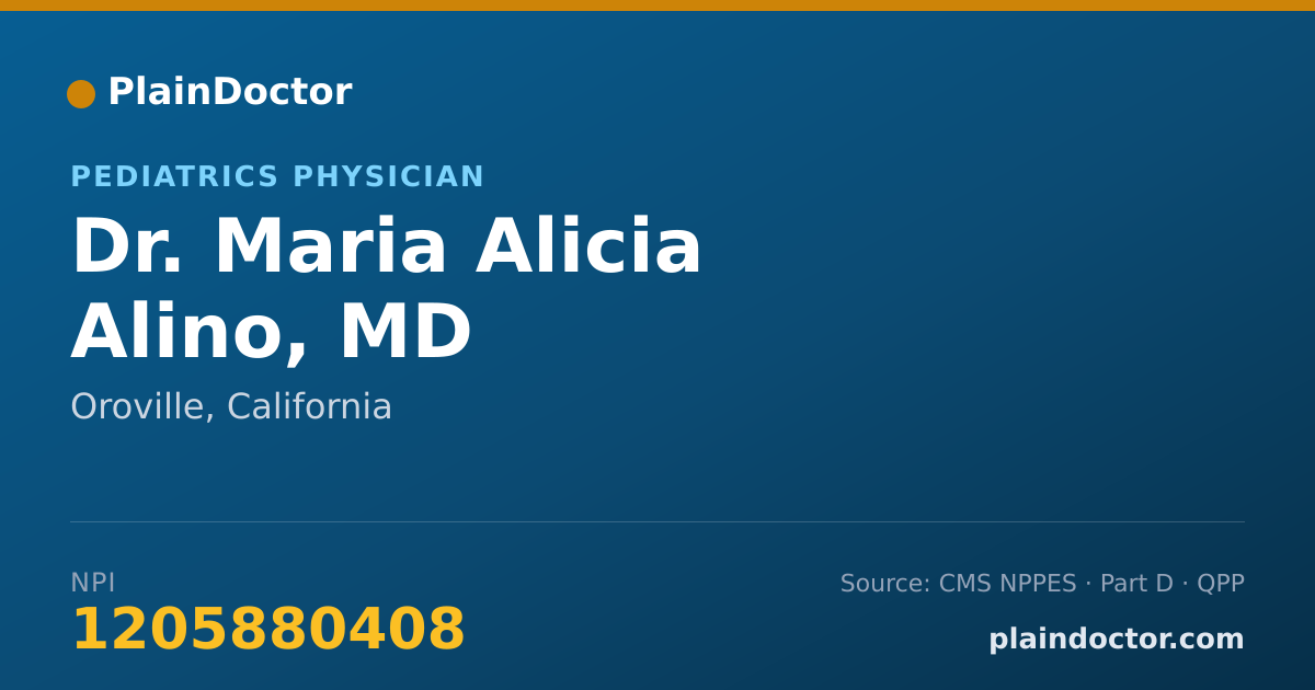 Shareable card for Maria Alicia Alino, MD - Pediatrics Physician, Oroville, CA