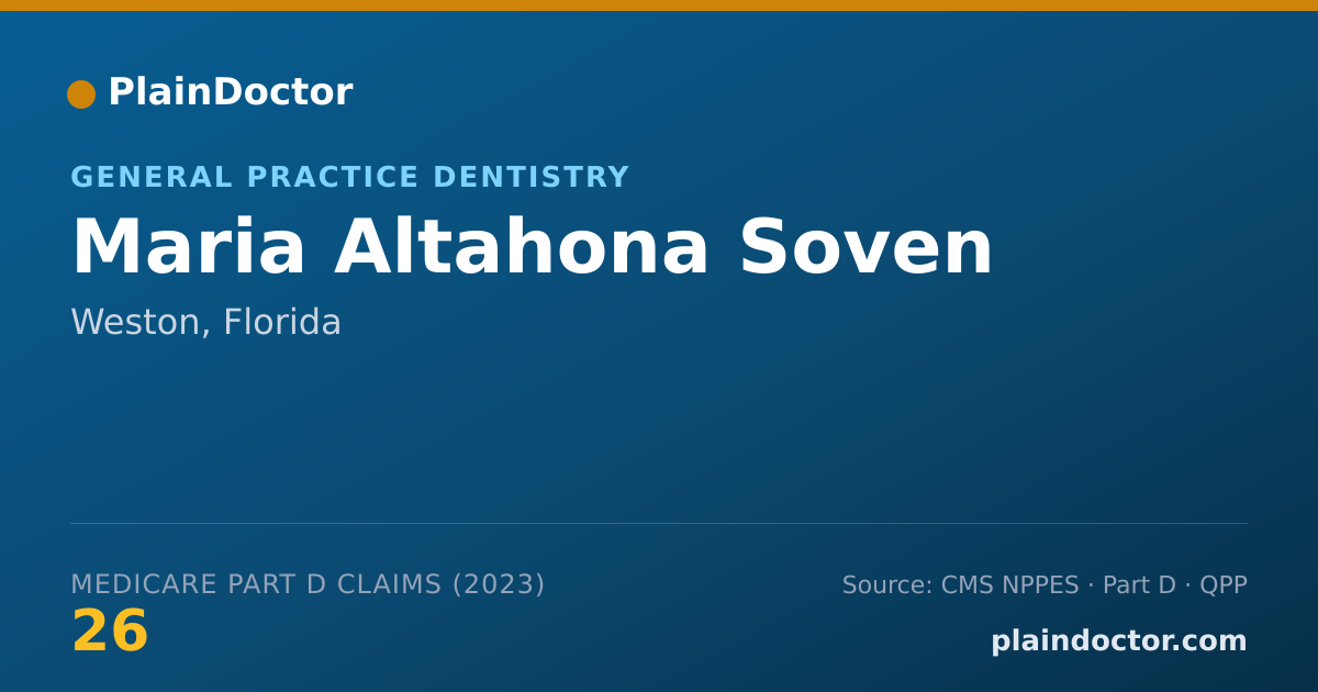 Shareable card for Maria Altahona Soven - General Practice Dentistry, Weston, FL