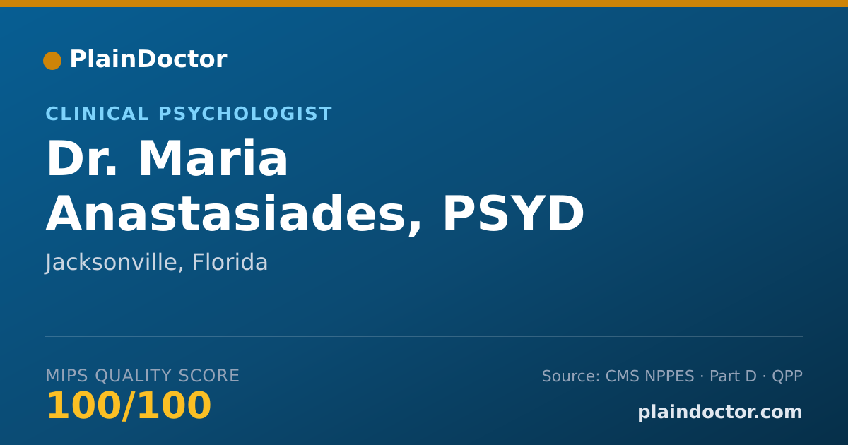 Shareable card for Maria Anastasiades, PSYD - Clinical Psychologist, Jacksonville, FL