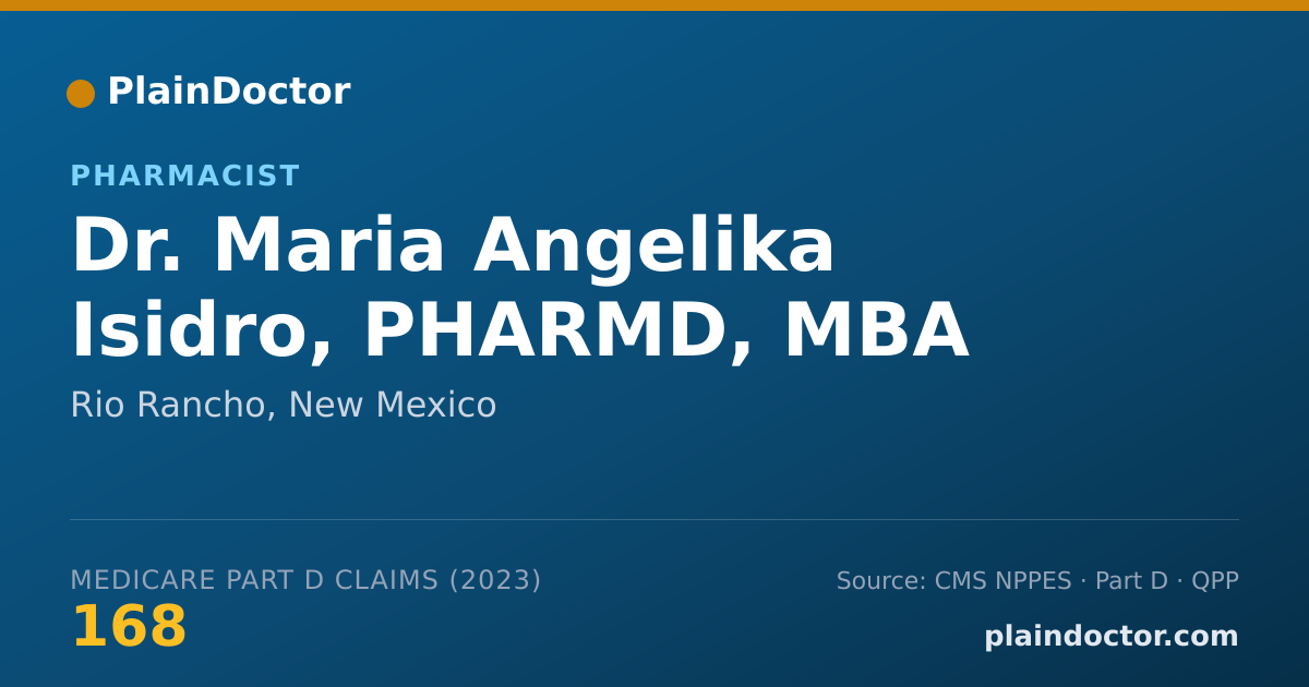 Shareable card for Maria Angelika Isidro, PHARMD, MBA - Pharmacist, Rio Rancho, NM