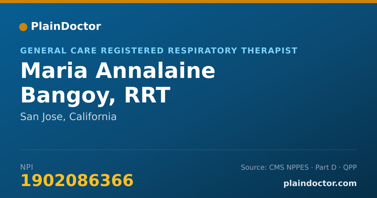 Shareable card for Maria Annalaine Bangoy, RRT - General Care Registered Respiratory Therapist, San Jose, CA