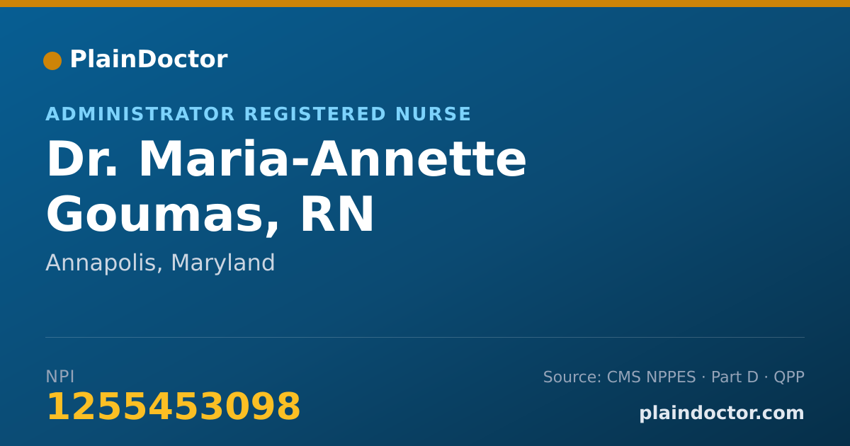 Shareable card for Maria-Annette Goumas, RN - Administrator Registered Nurse, Annapolis, MD