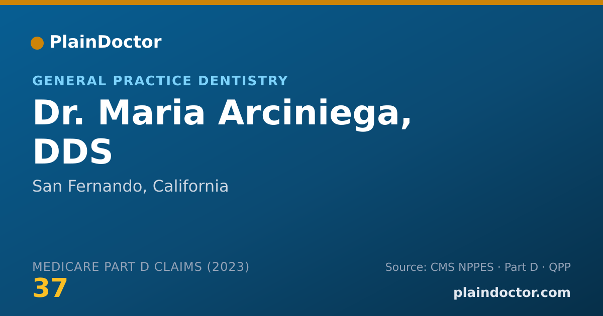 Shareable card for Maria Arciniega, DDS - General Practice Dentistry, San Fernando, CA