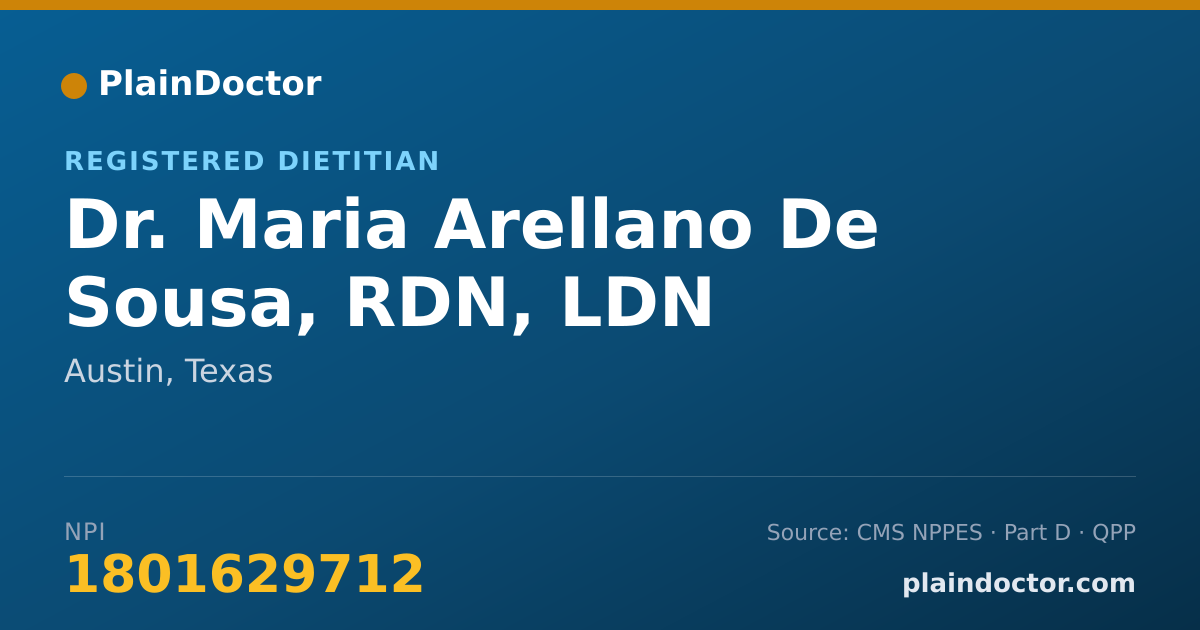 Shareable card for Maria Arellano De Sousa, RDN, LDN - Registered Dietitian, Austin, TX