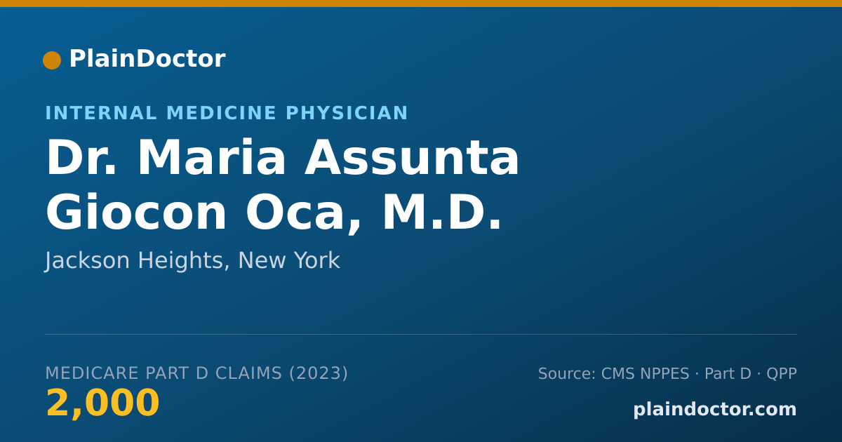 Shareable card for Maria Assunta Giocon Oca, M.D. - Internal Medicine Physician, Jackson Heights, NY
