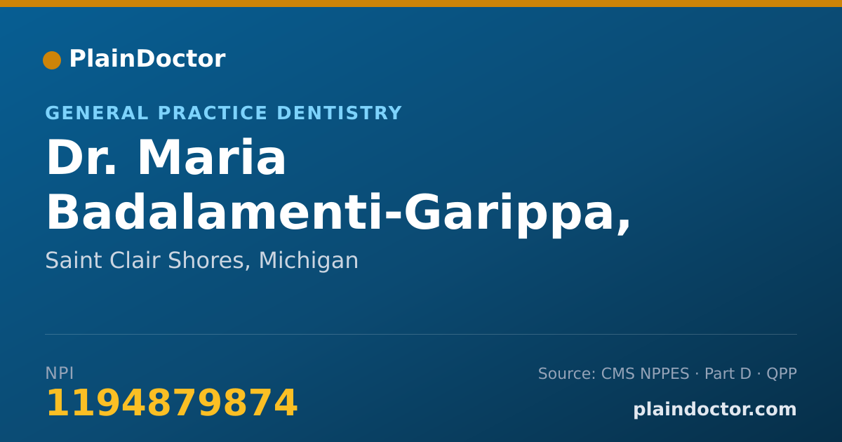 Shareable card for Maria Badalamenti-Garippa, D.D.S. - General Practice Dentistry, Saint Clair Shores, MI