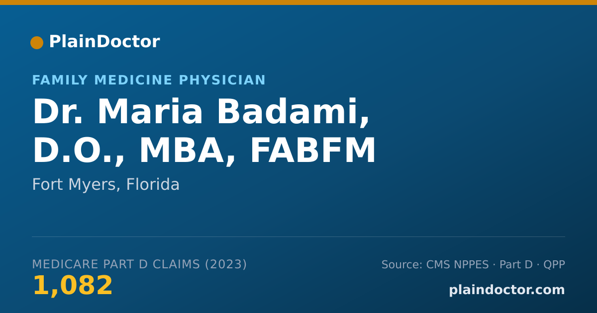 Shareable card for Maria Badami, D.O., MBA, FABFM - Family Medicine Physician, Fort Myers, FL