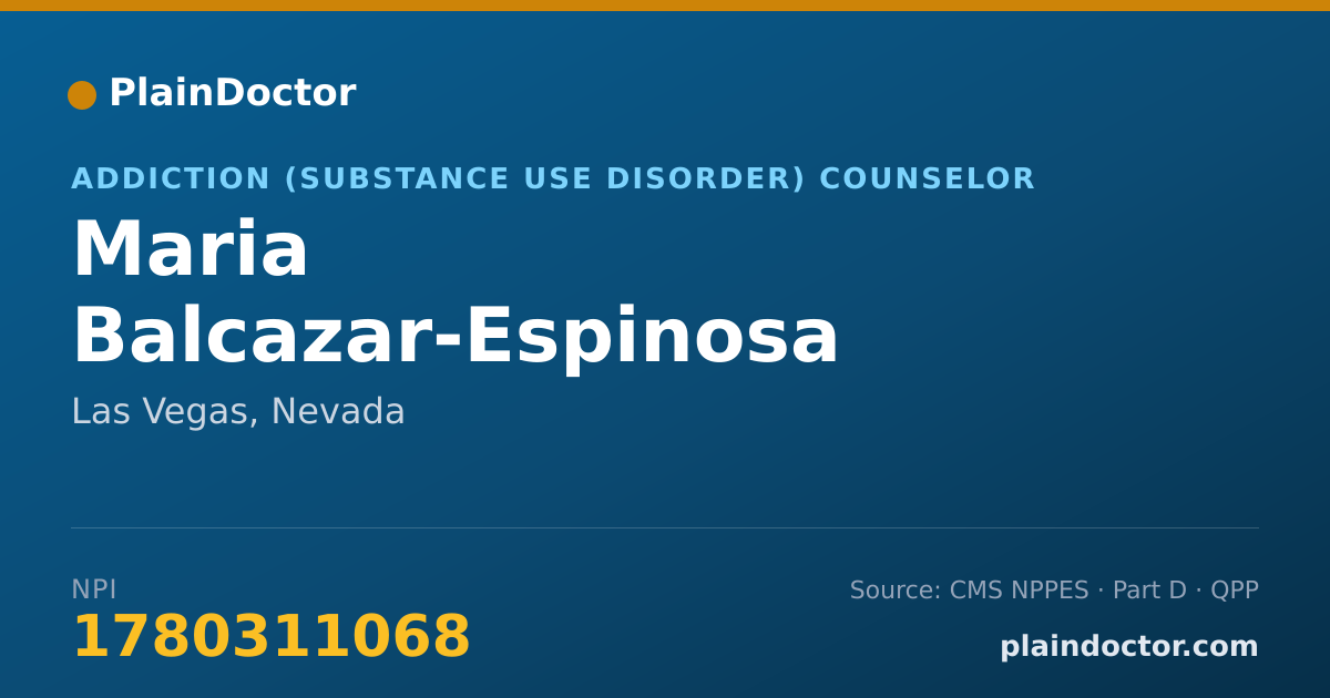 Shareable card for Maria Balcazar-Espinosa - Addiction (Substance Use Disorder) Counselor, Las Vegas, NV
