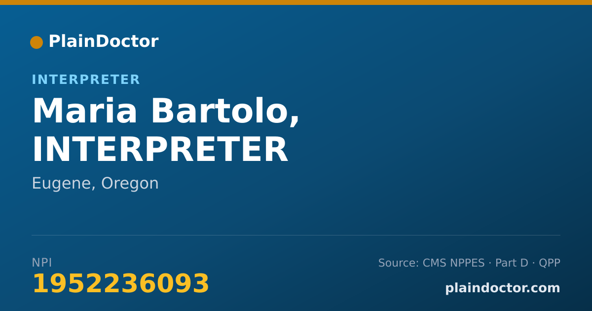 Shareable card for Maria Bartolo, INTERPRETER - Interpreter, Eugene, OR