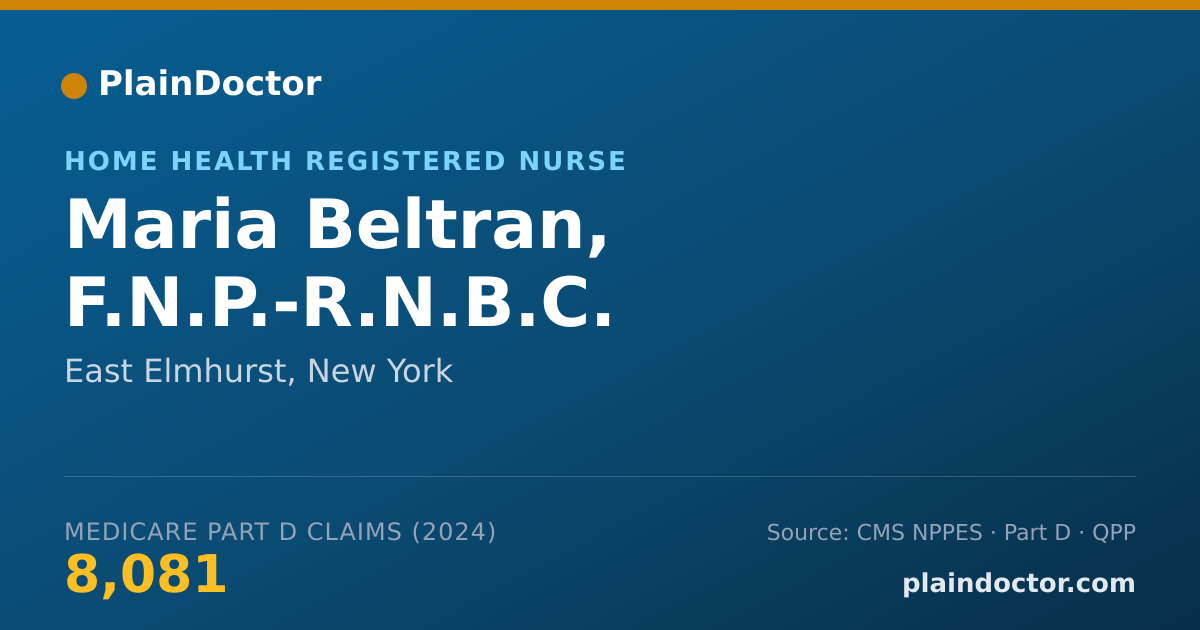 Shareable card for Maria Beltran, F.N.P.-R.N.B.C. - Home Health Registered Nurse, East Elmhurst, NY