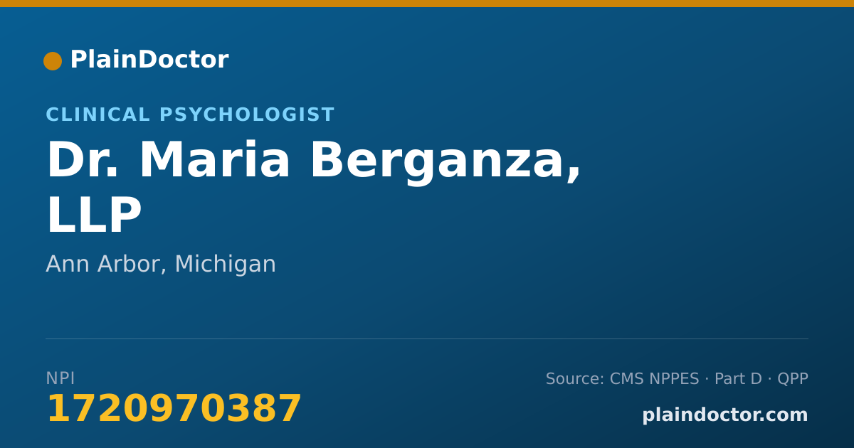 Shareable card for Maria Berganza, LLP - Clinical Psychologist, Ann Arbor, MI