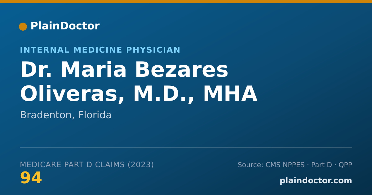 Shareable card for Maria Bezares Oliveras, M.D., MHA - Internal Medicine Physician, Bradenton, FL