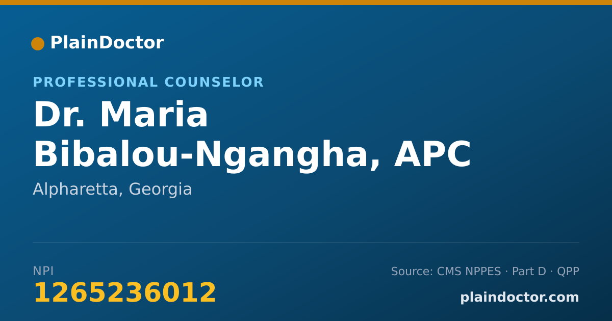 Shareable card for Maria Bibalou-Ngangha, APC - Professional Counselor, Alpharetta, GA