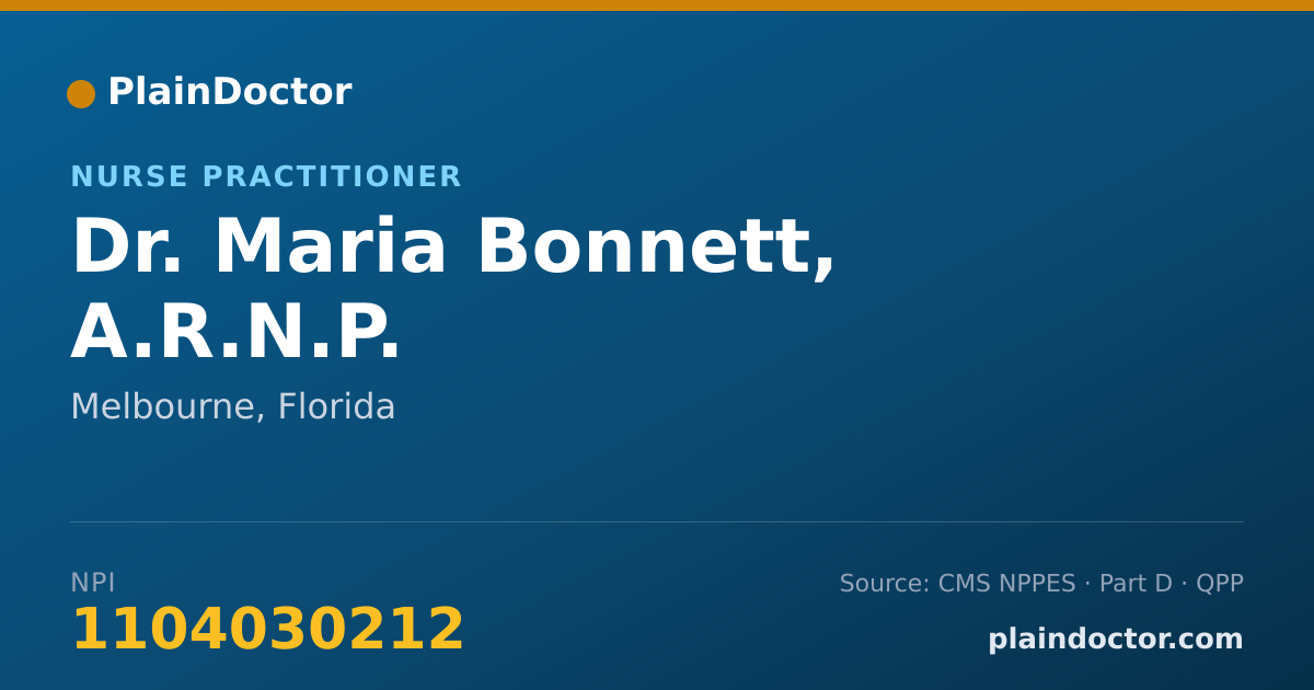 Shareable card for Maria Bonnett, A.R.N.P. - Nurse Practitioner, Melbourne, FL