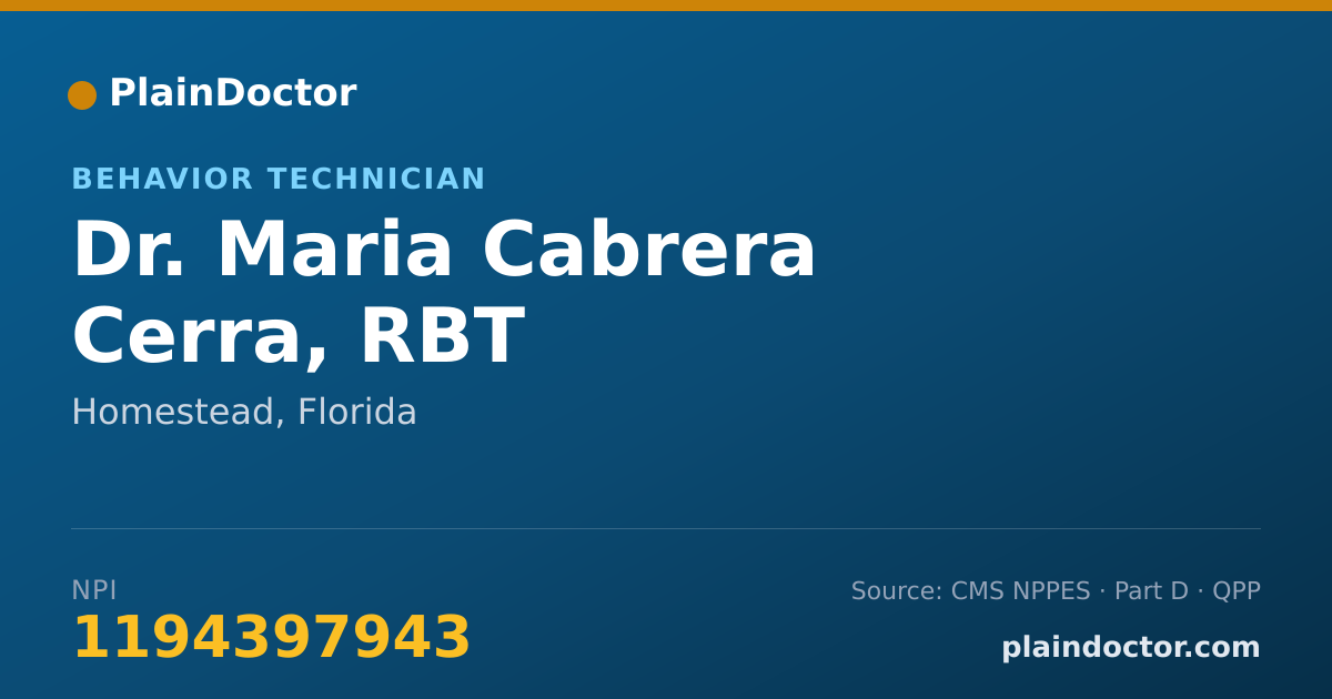 Shareable card for Maria Cabrera Cerra, RBT - Behavior Technician, Homestead, FL