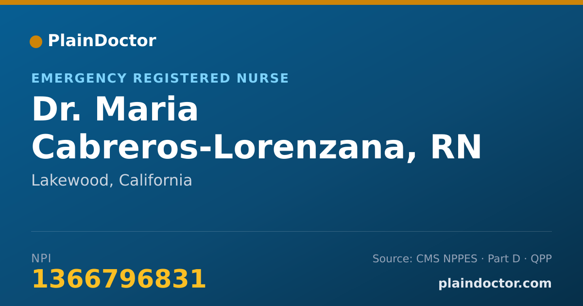 Shareable card for Maria Cabreros-Lorenzana, RN - Emergency Registered Nurse, Lakewood, CA