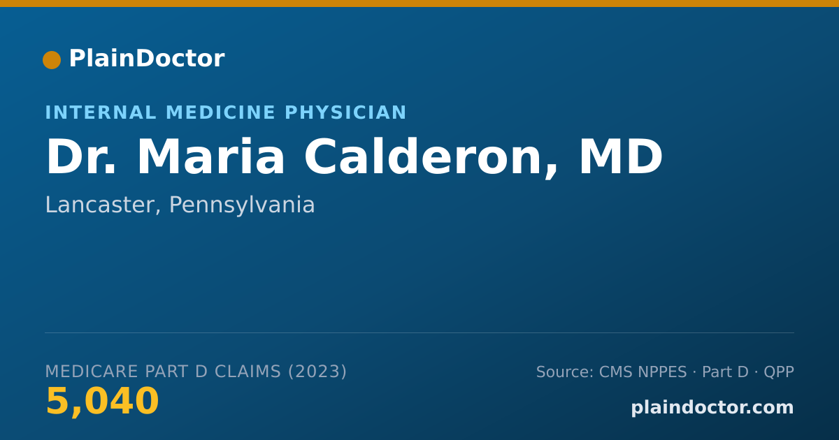 Shareable card for Maria Calderon, MD - Internal Medicine Physician, Lancaster, PA