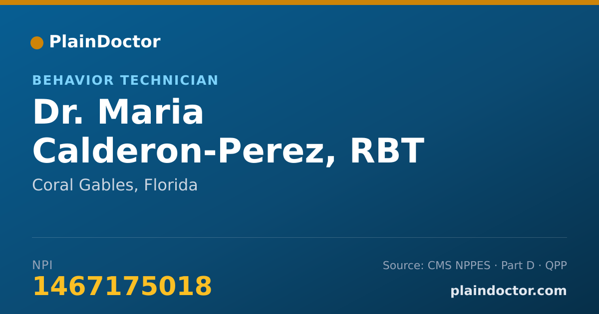 Shareable card for Maria Calderon-Perez, RBT - Behavior Technician, Coral Gables, FL