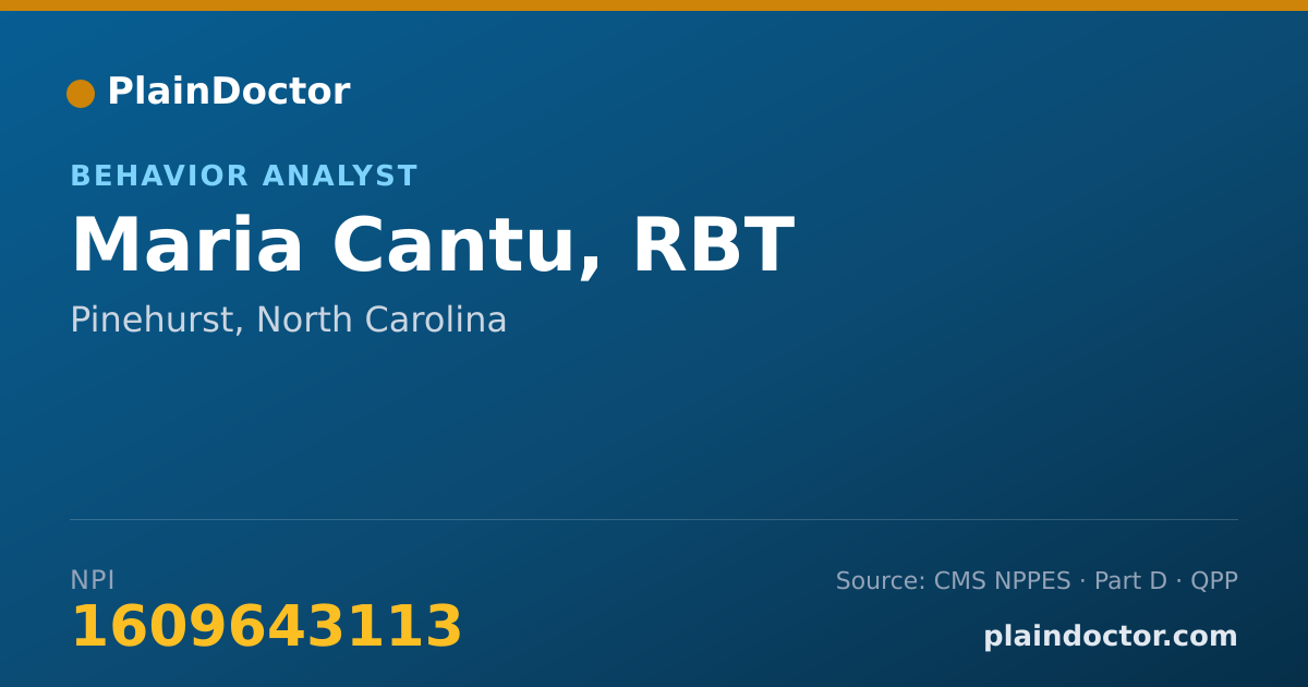 Shareable card for Maria Cantu, RBT - Behavior Analyst, Pinehurst, NC
